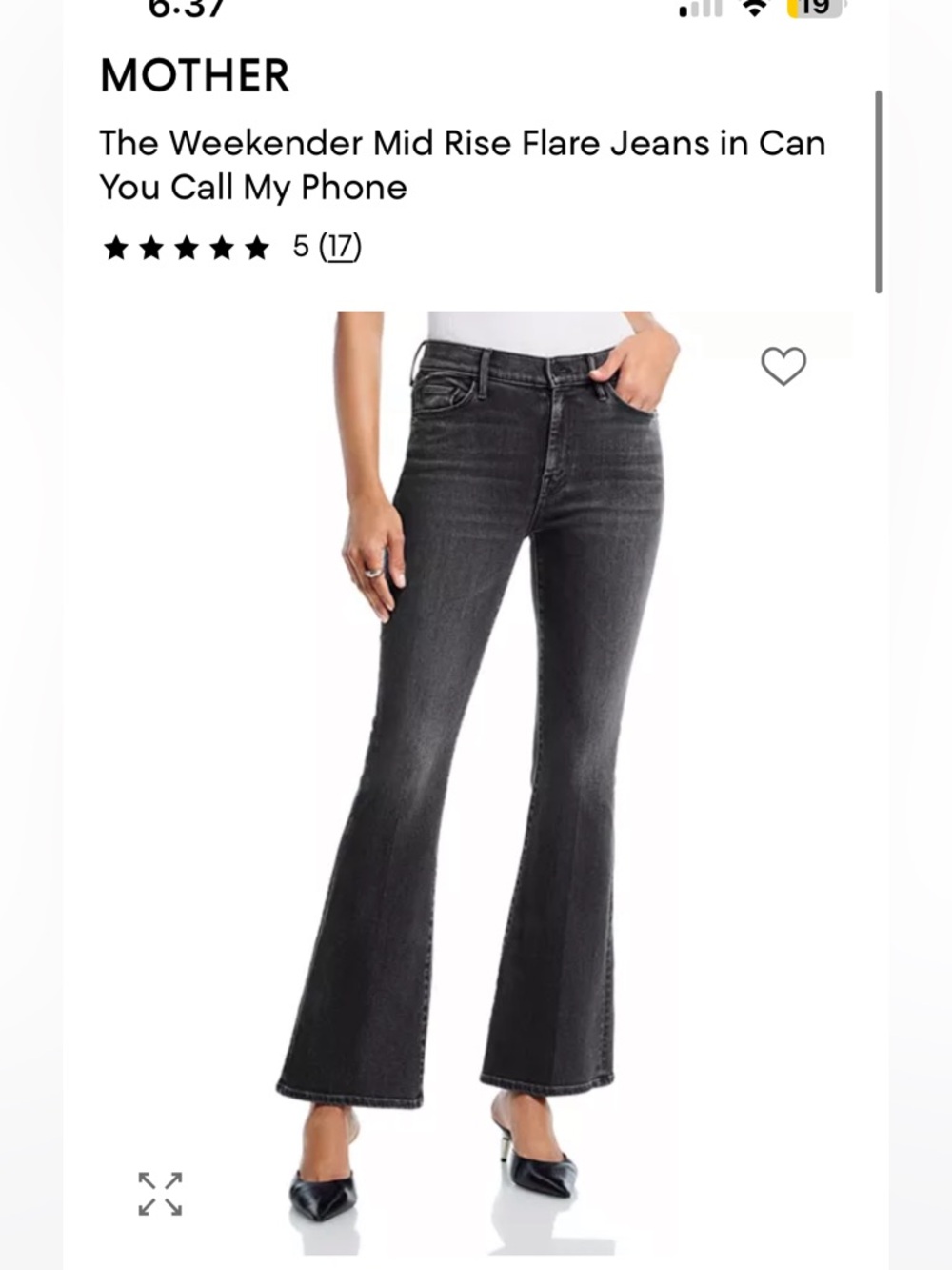 MOTHER Mid-Rise Flare Jeans in Black Wash